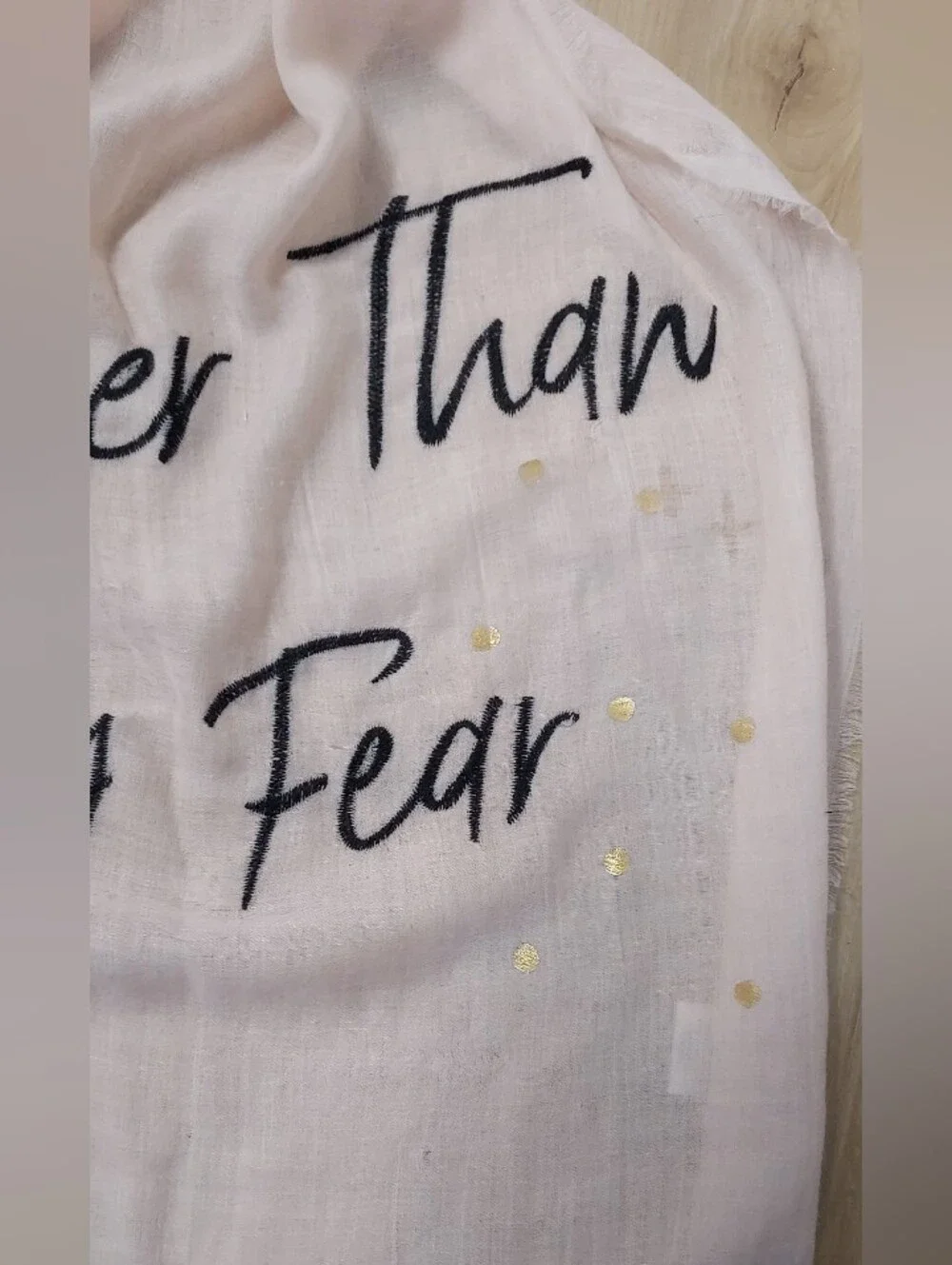 Altar'd State Pale Pink 'My Faith Is' Embroidered Scarf NWOT